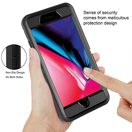 for iPhone 8 Plus Case iPhone 7 Plus Case with Screen Protector [Shockproof] [Dropproof] [Dust-Proof] 3 in 1 Heavy Duty Protection Phone Cover for Apple iPhone 8 Plus & 7 Plus 5.5" Black