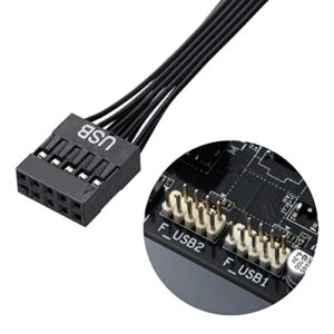 MZHOU 9-PIN USB2.0 Extension Cable, 9PIN to Dual PIN Extension Port,USB Cable for Computer Motherboard, Black