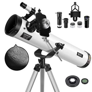 hsl reflector telescope,76mm aperture 700mm focal length astronomy reflector telescopes (35x-875x) for adults and kids-with 3 eyepieces,5x barlow lens,moon filter and smartphone adapter