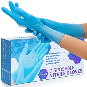 unigroup care [100 pcs] nitrile gloves - powder & latex free disposable exam gloves - medical and food grade - 3 mil - touch sensitive - medium