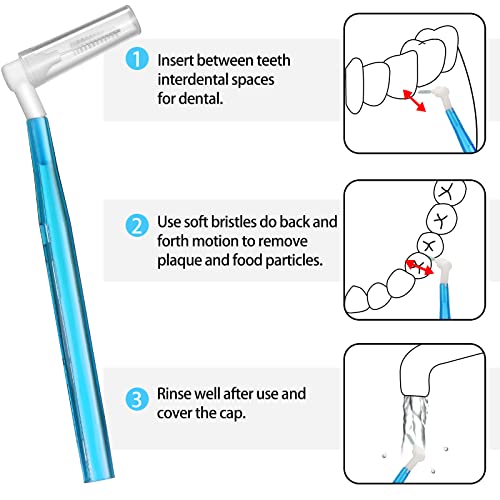 Jutom 100 Pcs Interdental Brush Tooth Floss Brush for Teeth Toothpick with Refill Heads Micro Tight Dental Picks for Teeth Cleaning Disposable Toothbrush Flossing Oral Braces Toothbrush (Blue)