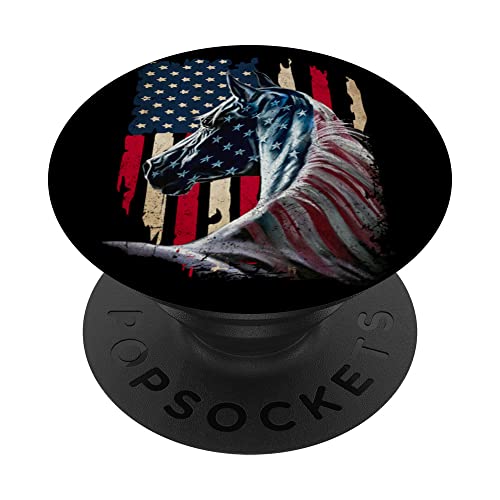 Patriotic Horse American Flag - Horse Vintage PopSockets Swappable PopGrip