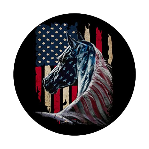 Patriotic Horse American Flag - Horse Vintage PopSockets Swappable PopGrip