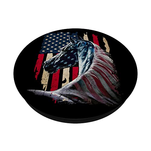 Patriotic Horse American Flag - Horse Vintage PopSockets Swappable PopGrip