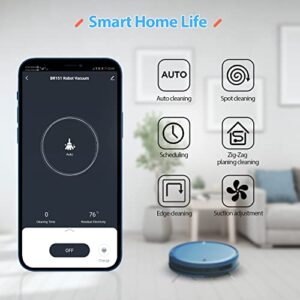 ZCWA Robot Vacuum and Mop Combo, Robot Vacuum Cleaner and Smart Robotic Vacuums Compatible with WiFi/APP/Alexa, Mopping System Scheduling for Pet Hair, Hard-Floor and Carpet(Royal-Blue)