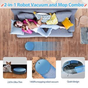 ZCWA Robot Vacuum and Mop Combo, Robot Vacuum Cleaner and Smart Robotic Vacuums Compatible with WiFi/APP/Alexa, Mopping System Scheduling for Pet Hair, Hard-Floor and Carpet(Royal-Blue)