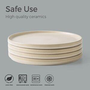 AmorArc Stoneware Dinner Plates Set of 4, 10.25 Inch Reactive Matte Glaze Ceramic Plates Set, Modern Dinnerware Dish set for Kitchen,Microwave, Dishwasher Safe, Scratch Resistant - Ivory