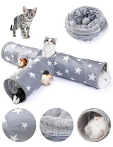 janyoo cat tunnel tube,cat tunnels for indoor cats 3 way collapsible cat interactive toy,rabbit tunnel toys bunny ferret hideout