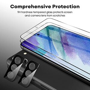 JETech Screen Protector for Samsung Galaxy S21 FE 5G with Camera Lens Protector, Easy Installation Tool, Tempered Glass Film, Fingerprint ID Compatible, 2-Pack Each