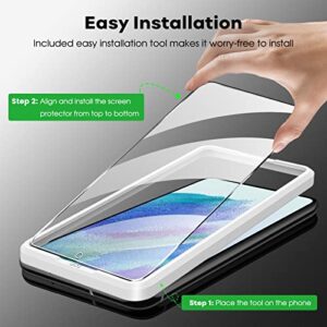 JETech Screen Protector for Samsung Galaxy S21 FE 5G with Camera Lens Protector, Easy Installation Tool, Tempered Glass Film, Fingerprint ID Compatible, 2-Pack Each