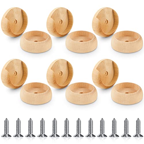 6 Pack Wooden Closet Pole Sockets Closet Pole Holder Closet Rod Holders Closet Pole Socket for Wardrobe Hallway Bathroom Curtain Clothing Store, 1-3/8" Pole