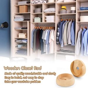 6 Pack Wooden Closet Pole Sockets Closet Pole Holder Closet Rod Holders Closet Pole Socket for Wardrobe Hallway Bathroom Curtain Clothing Store, 1-3/8" Pole