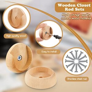 6 Pack Wooden Closet Pole Sockets Closet Pole Holder Closet Rod Holders Closet Pole Socket for Wardrobe Hallway Bathroom Curtain Clothing Store, 1-3/8" Pole