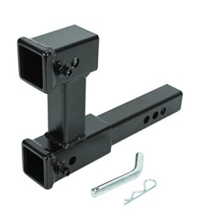 dual hitch receiver, 2 inch trailer hitch extension riser hitch adapter with pin and clip, fits for 2 inch receiver extender to 10 inch max length 7.5 inch riser