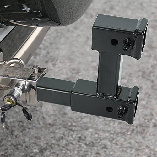 Dual Hitch Receiver, 2 inch Trailer Hitch Extension Riser Hitch Adapter with Pin and Clip, Fits for 2 inch Receiver Extender to 10 inch Max Length 7.5 Inch Riser