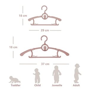 Baby Nursery Closet Hangers, LIYUXIDONG Extendable & with 360° Swivel Hook Infant Hanger, Newborn Non-Slip Hanger, 20pcs Pink Adjustable Children Coat Hanger for Girl Boy Toddler Kid Hangers