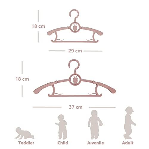 Baby Nursery Closet Hangers, LIYUXIDONG Extendable & with 360° Swivel Hook Infant Hanger, Newborn Non-Slip Hanger, 20pcs Pink Adjustable Children Coat Hanger for Girl Boy Toddler Kid Hangers