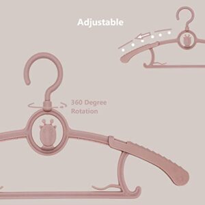 Baby Nursery Closet Hangers, LIYUXIDONG Extendable & with 360° Swivel Hook Infant Hanger, Newborn Non-Slip Hanger, 20pcs Pink Adjustable Children Coat Hanger for Girl Boy Toddler Kid Hangers