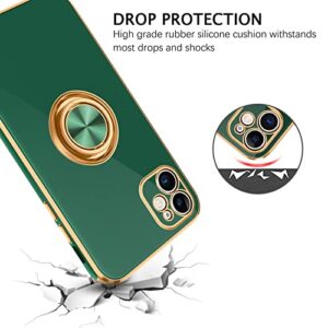 Telaso iPhone 11 Case, iPhone 11 Phone Case Electroplated iPhone 11 Case with 360° Ring Holder Kickstand Soft TPU Car Mount Supported Shockproof Protective Plating iPhone 11 Case Cover, Midnight Green