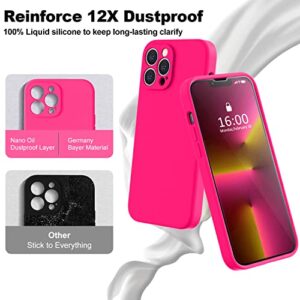 BossKiss Compatible with iPhone 13 Pro Max Case, Premium Liquid Silicone Case [Velvety Touch] [2 Pcs 9H Tempered Glass Screen Protector], Camera All-Round Protection Shockproof Kit Case, Hot Pink