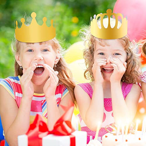 SIQUK 27 Pieces Paper Crowns Golden Birthday Crown Paper Party Crown Gold Paper King Crowns for Kids Adults