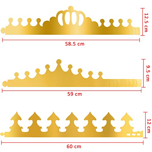 SIQUK 27 Pieces Paper Crowns Golden Birthday Crown Paper Party Crown Gold Paper King Crowns for Kids Adults