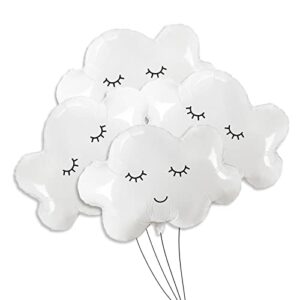 4 pieces white cloud mylar foil balloons smiling face balloons party supplies for baby shower themed party wedding engagement decorations