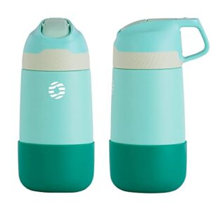 fjbottle kids water bottle, vacuum insulated 18/10 stainless steel water bottle with straw,keep hot/cold leak proof-bpa free, 12 oz,suitable girls boys for school family leisure outdoor