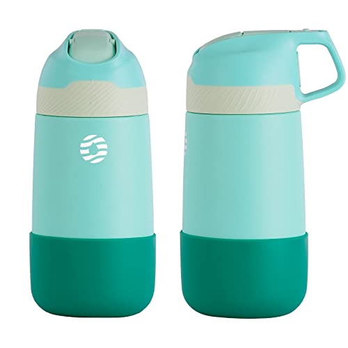 Fjbottle Kids Water Bottle, Vacuum Insulated 18/10 Stainless Steel Water Bottle with Straw,Keep Hot/Cold Leak Proof-BPA Free, 12 oz,Suitable Girls Boys for school family leisure outdoor