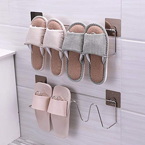 TAZSJG Durable Slipper Storage Organizer Wall Mount Shoes Rack for Living Room Bathroom Stainless Steel Storage Holder