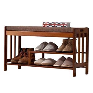 tazsjg natural bamboo shoe rack with seat cushion, shoe rack, hallway bedroom living room