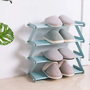 TAZSJG Creative Shoe Rack 4 Layers Stainless Steel Non-Woven Assembly Storage Rack Folding Simple Bookshelf Home Dormitory Organization