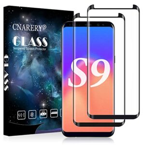 cnarery [2 pack[full coverage] screen protector for samsung galaxy s9, 3d curved/easy installation/case-friendly/hd-bubble free tempered glass for samsung galaxy s9