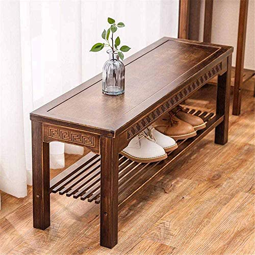 TAZSJG Bamboo Shoe Bench, 2-Tier Shoe Rack, Shoe Storage Organizer with Seat, Ideal for Living Room, Bedroom and Hallway, Easy Assembly