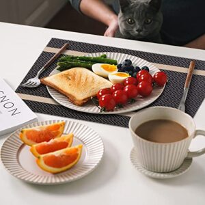 HOOMIL Placemats Set of 6, Non-Slip Heat Resistant PVC Place Mats, Washable Vinyl Table Mat for Kitchen Dining - 12 x 18 inches