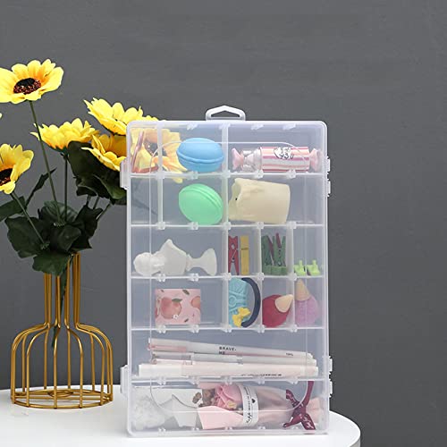 PRTTY 4 Pack 36 Grids Plastic Organizer Box Crafts Storage Beads Organizer with Adjustable Dividers,Jewelry Storage Box with 400pcs Label Stickers,for Fishing Tackles,Beads,Jewelry,Rock Collection.