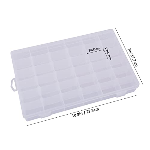 PRTTY 4 Pack 36 Grids Plastic Organizer Box Crafts Storage Beads Organizer with Adjustable Dividers,Jewelry Storage Box with 400pcs Label Stickers,for Fishing Tackles,Beads,Jewelry,Rock Collection.