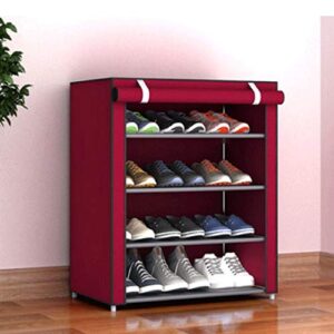 TAZSJG 4Tiers Shoes Rack with Dustproof Cover Closet Shoes Storage Cabinet Dustproof Cover Shoes Cabinet