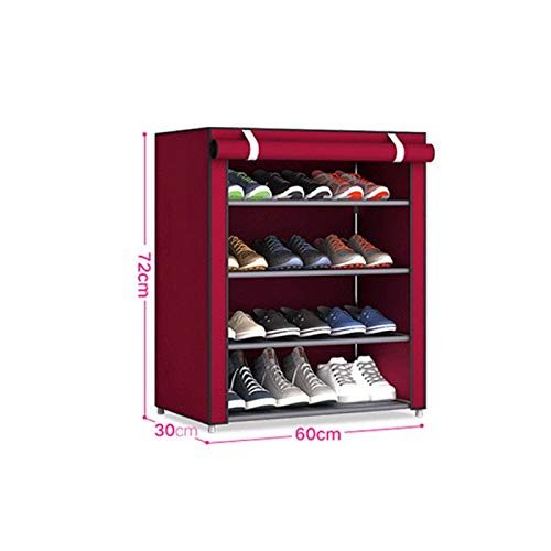 TAZSJG 4Tiers Shoes Rack with Dustproof Cover Closet Shoes Storage Cabinet Dustproof Cover Shoes Cabinet
