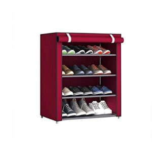 TAZSJG 4Tiers Shoes Rack with Dustproof Cover Closet Shoes Storage Cabinet Dustproof Cover Shoes Cabinet