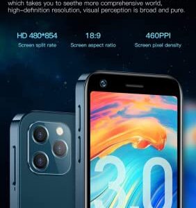 XS12 Pro Super Mini 4G LTE Smartphone 3.0-inch Display 4GB RAM 32GB/64GB ROM 8 Core Android 10.0 Dual SIM 2000mAh 13MP with Google Play Store Backup Small Mobile Phone (Blue,4GB+32GB)