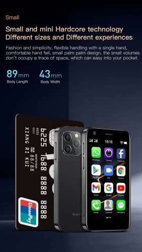 XS12 Pro Super Mini 4G LTE Smartphone 3.0-inch Display 4GB RAM 32GB/64GB ROM 8 Core Android 10.0 Dual SIM 2000mAh 13MP with Google Play Store Backup Small Mobile Phone (Blue,4GB+32GB)