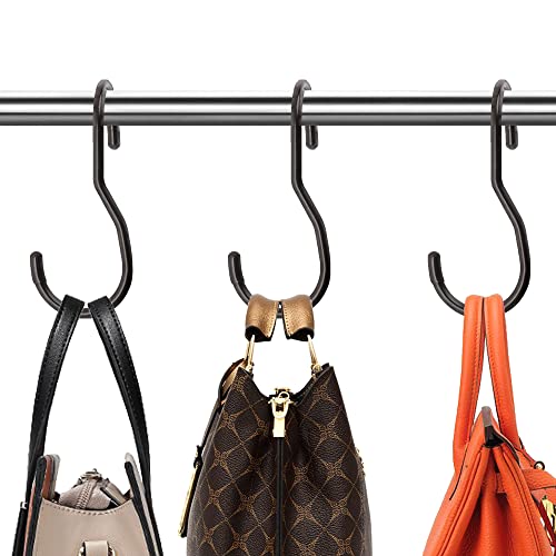 Purse Hangers 16 Pack Bag Hooks, Twist Shape Purse Hooks for Closet, Large Size Closet Rod Hooks for Hanging Purses, Handbags, Bags, Belts, Scarves, Hats, Pans and Pots