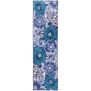 Fashriend Phyllis Runner Rug-2'6''×9' Modern Machine Washable Floral Rug Boho Non Slip Large Area Rug Pad Floor Carpet for Living Room Dining Laundry Bedroom Bathroom Kitchen Classroom Office-Purple