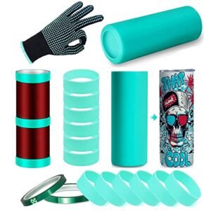 silicone bands for sublimation tumbler for 20 oz skinny blanks cups, silicone sleeve kit with heat resistant gloves, transfer tapes for tumbler heat press parts accessories, shrink wraps in oven