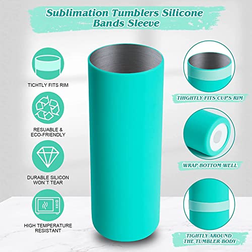 Silicone Bands for Sublimation Tumbler for 20 OZ Skinny Blanks Cups, Silicone Sleeve Kit with Heat Resistant Gloves, Transfer Tapes for Tumbler Heat Press Parts Accessories, Shrink Wraps in Oven