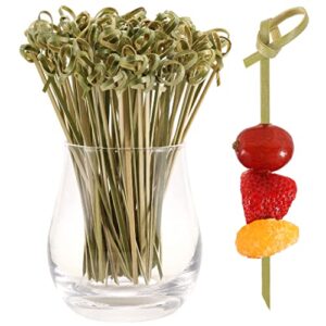 200 pcs cocktail picks, 4.7 inch toothpicks for appetizers, natural bamboo knot skewers, mini food sticks, fancy tooth picks for drinks,fruit,charcuterie,cocktail garnish accessories, party supplies