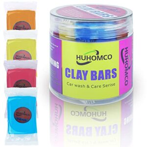 huhomco magic clay bar paint cleaner 4 color 4 pack 400g, soft clay bar,perfect for car detailing, no need for a quick detailer, just use water with this claybar