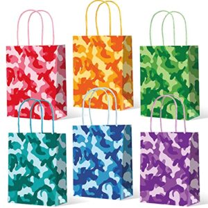 24 pack camo gift bags camouflage birthday party favor bags goodie bags camouflage themed treat candy bags for kids boys girls baby shower birthday party supplies favors (bright style)