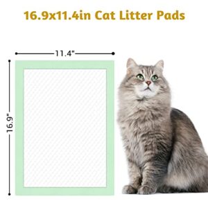 MIZOK Cat Pads 16.9x11.4in Refills for Litter Box, 6-Layer Leak-Proof Super Absorbent Up to 15-Cup Green Tea Odor-Control, Disposable (30 Counts)